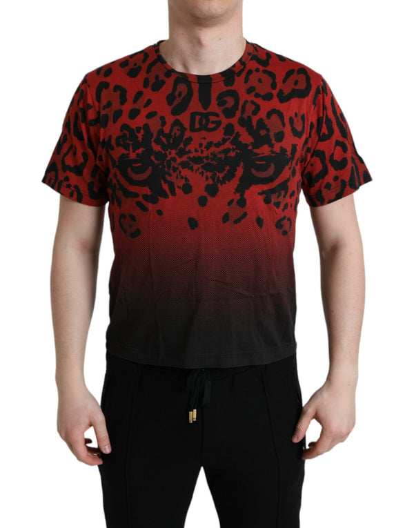 Red Leopard Print Crew Neck Tee Dolce & Gabbana