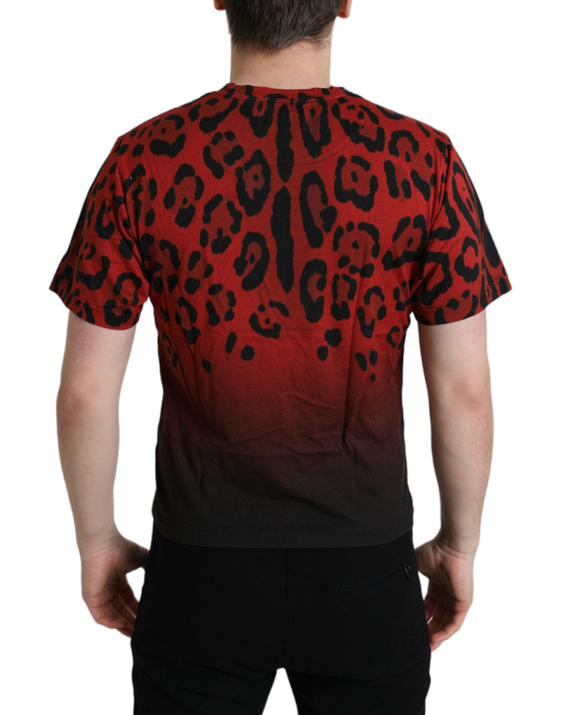 Red Leopard Print Crew Neck Tee Dolce & Gabbana