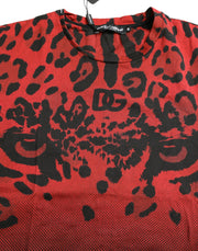 Red Leopard Print Crew Neck Tee Dolce & Gabbana