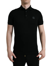 Elegant Black Cotton Polo Shirt Dolce & Gabbana