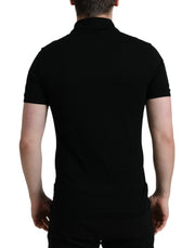 Elegant Black Cotton Polo Shirt Dolce & Gabbana