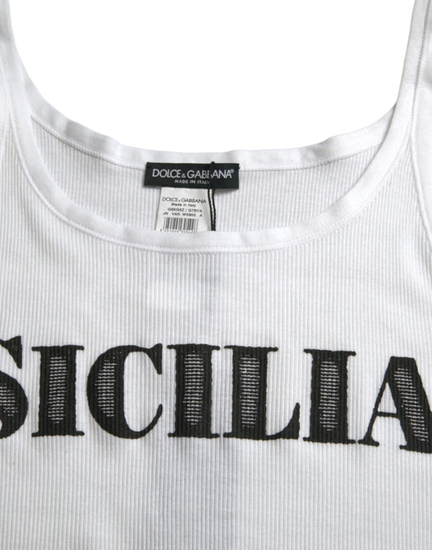 Elegant White Cotton Tank T-Shirt Dolce & Gabbana