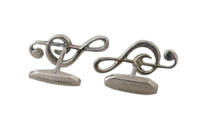 Elegant Silver Tremble Clef Cufflinks Dolce & Gabbana