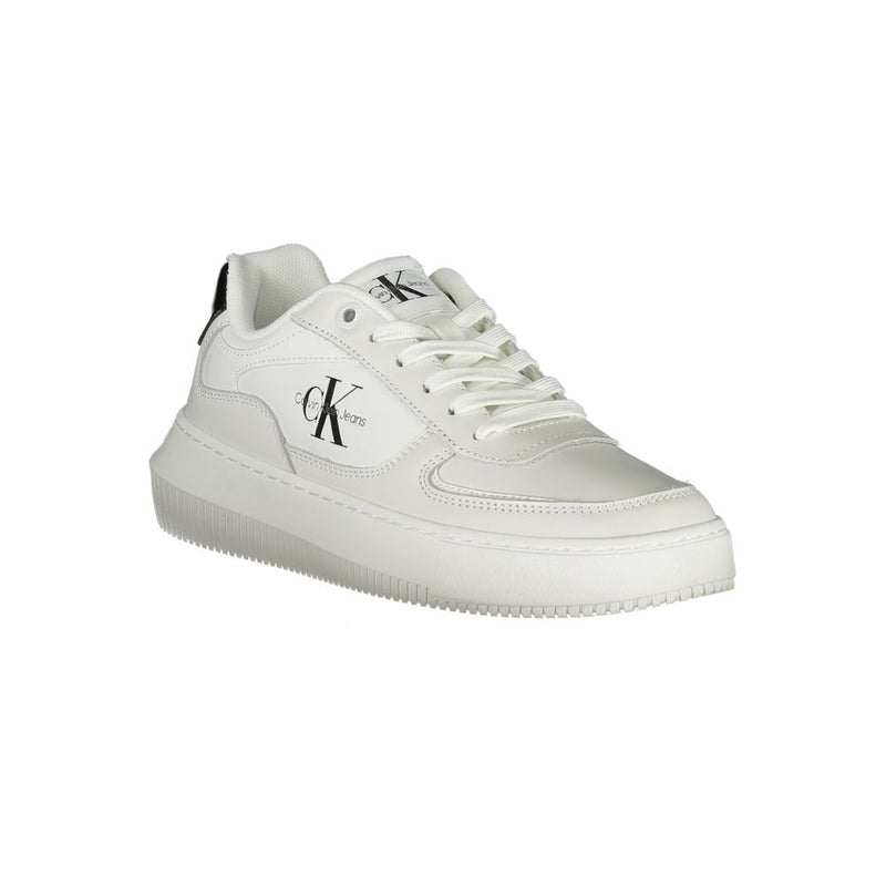 Sleek White Lace-Up Sneakers with Contrast Details Calvin Klein