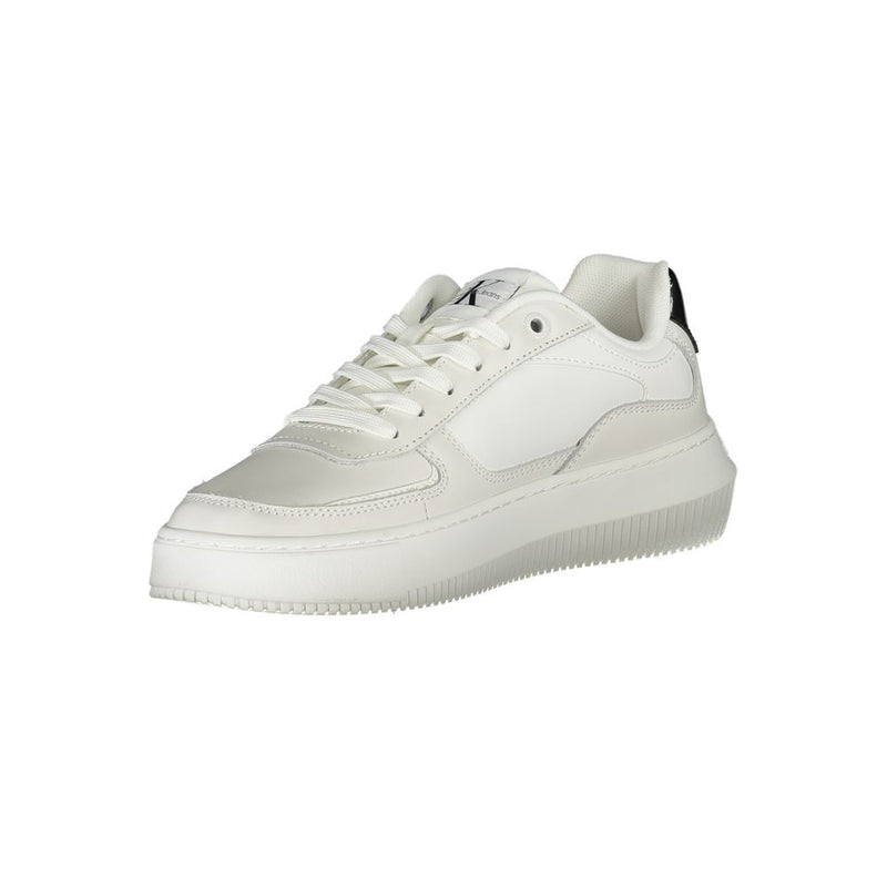 Sleek White Lace-Up Sneakers with Contrast Details Calvin Klein