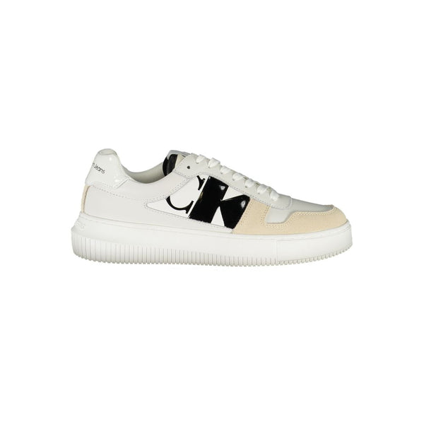 Elegant White Lace-Up Sneakers with Contrast Detail Calvin Klein