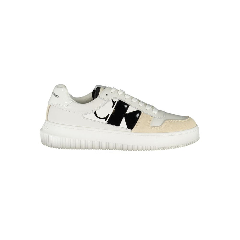 Elegant White Lace-Up Sneakers with Contrast Detail Calvin Klein