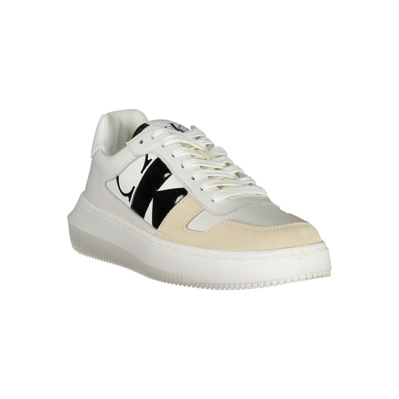 Elegant White Lace-Up Sneakers with Contrast Detail Calvin Klein