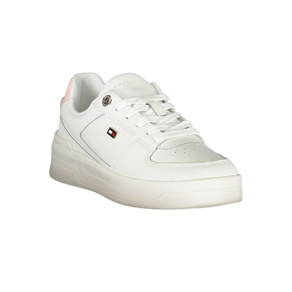 Elegant White Lace-Up Sneakers with Contrast Detail Tommy Hilfiger