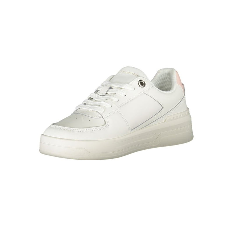 Elegant White Lace-Up Sneakers with Contrast Detail Tommy Hilfiger