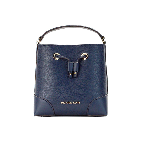 Mercer Small Navy Pebbled Leather Bucket Crossbody Bag Purse Michael Kors