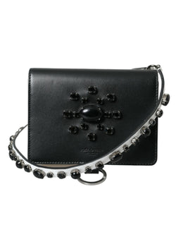 Elegant Crystal-Embellished Leather Card Holder Dolce & Gabbana