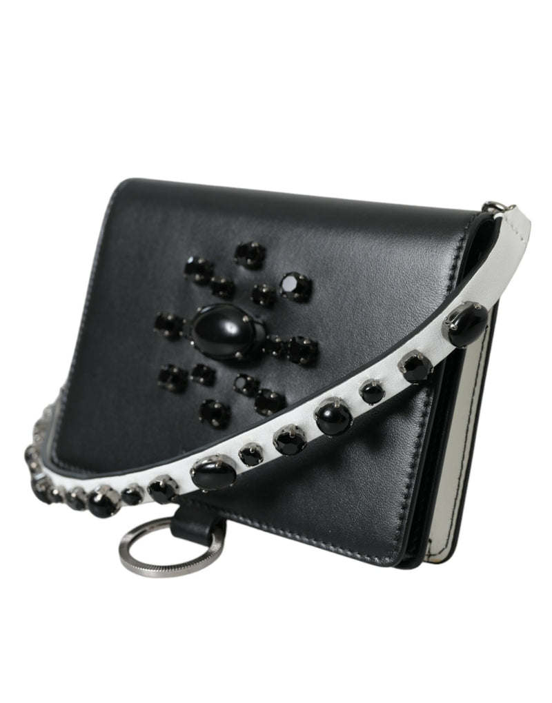 Elegant Crystal-Embellished Leather Card Holder Dolce & Gabbana