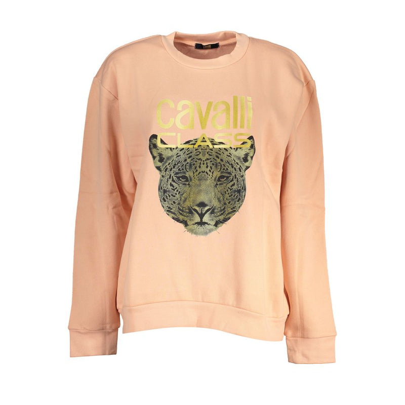 Chic Pink Fleece Crew Neck Sweatshirt Cavalli Class