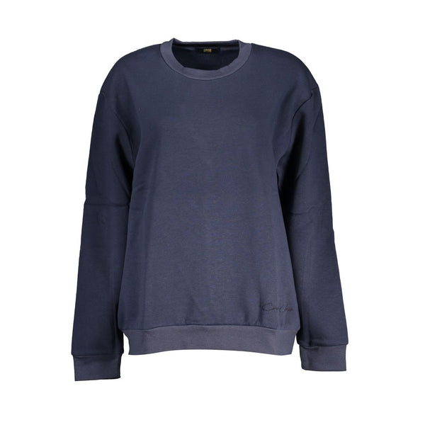 Chic Blue Embroidered Fleece Sweatshirt Cavalli Class