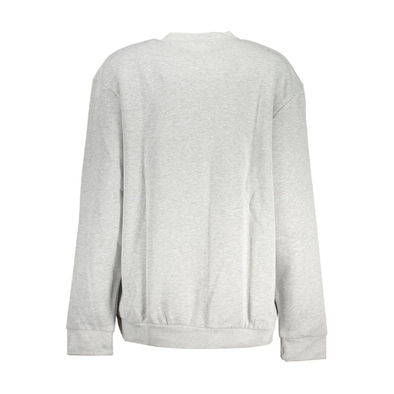 Chic Gray Embroidered Crew Neck Sweatshirt Cavalli Class