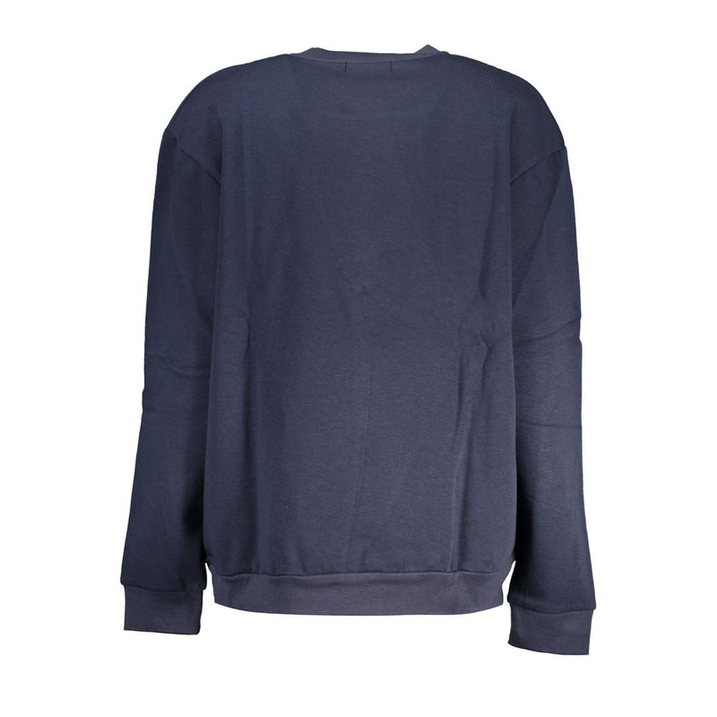 Chic Blue Embroidered Fleece Sweatshirt Cavalli Class