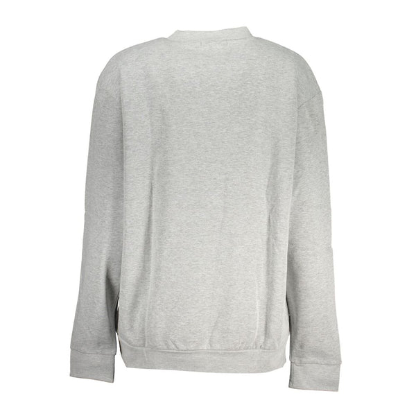 Chic Gray Crew Neck Fleece Sweatshirt Cavalli Class