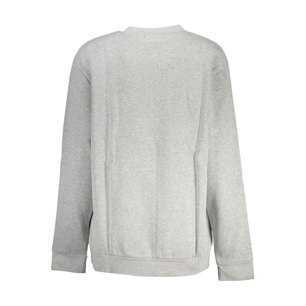 Chic Gray Crew Neck Fleece Sweatshirt Cavalli Class