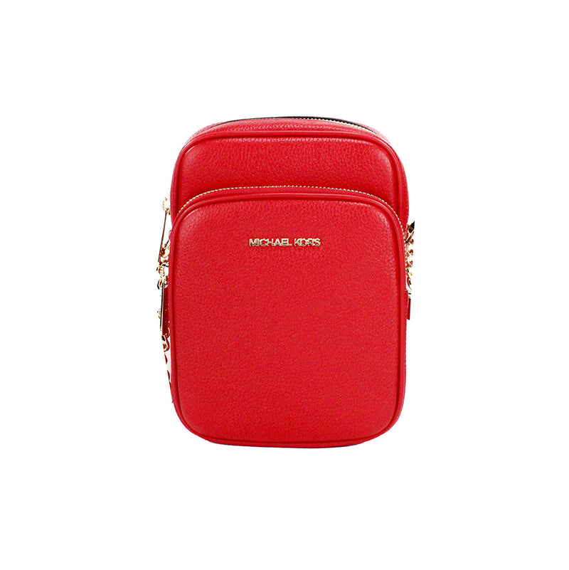 Jet Set Bright Red Pebbled Leather North South Chain Crossbody Bag Michael Kors