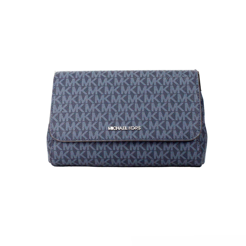 Jet Set Medium Navy Blue PVC Convertible Pouchette Crossbody Bag Michael Kors