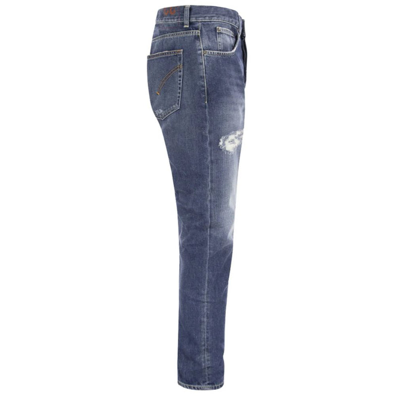 Distressed Blue Cotton Mius Jeans Dondup