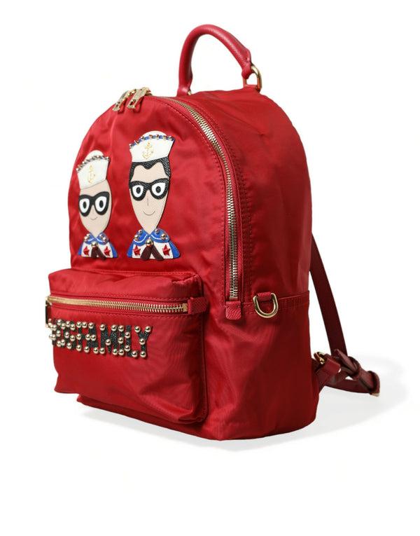 Embellished Red Backpack with Gold Detailing Dolce & Gabbana