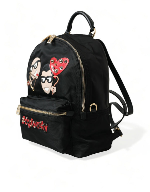 Elegant Embellished Black Backpack Dolce & Gabbana