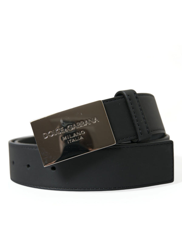 Elegant Black Leather Belt with Metal Buckle Dolce & Gabbana