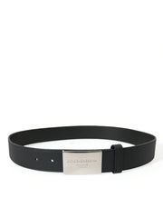 Elegant Black Leather Belt with Metal Buckle Dolce & Gabbana