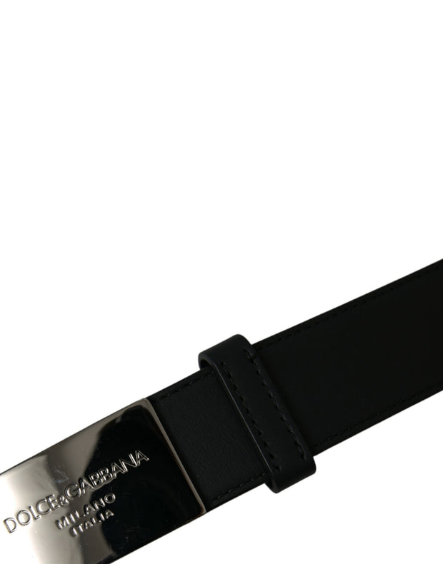 Elegant Black Leather Belt with Metal Buckle Dolce & Gabbana