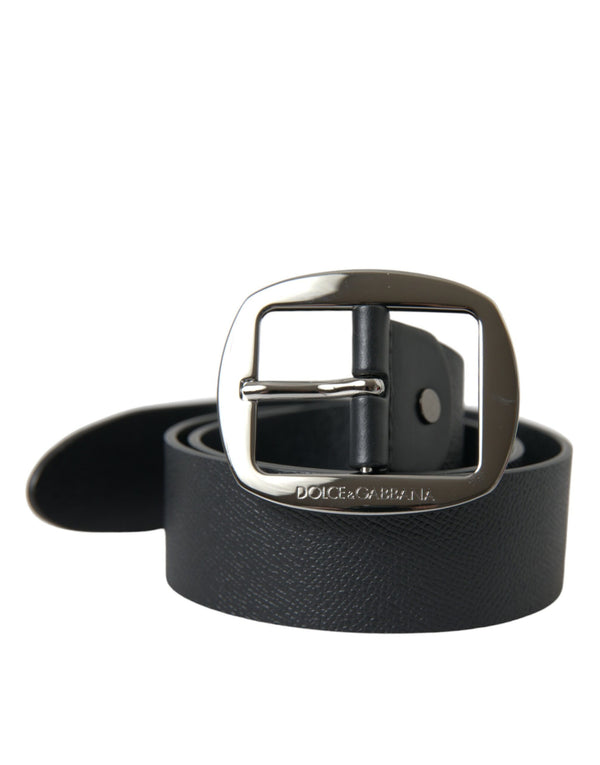 Elegant Black Leather Belt with Metal Buckle Dolce & Gabbana