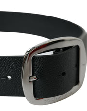 Elegant Black Leather Belt with Metal Buckle Dolce & Gabbana