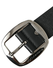 Elegant Black Leather Belt with Metal Buckle Dolce & Gabbana