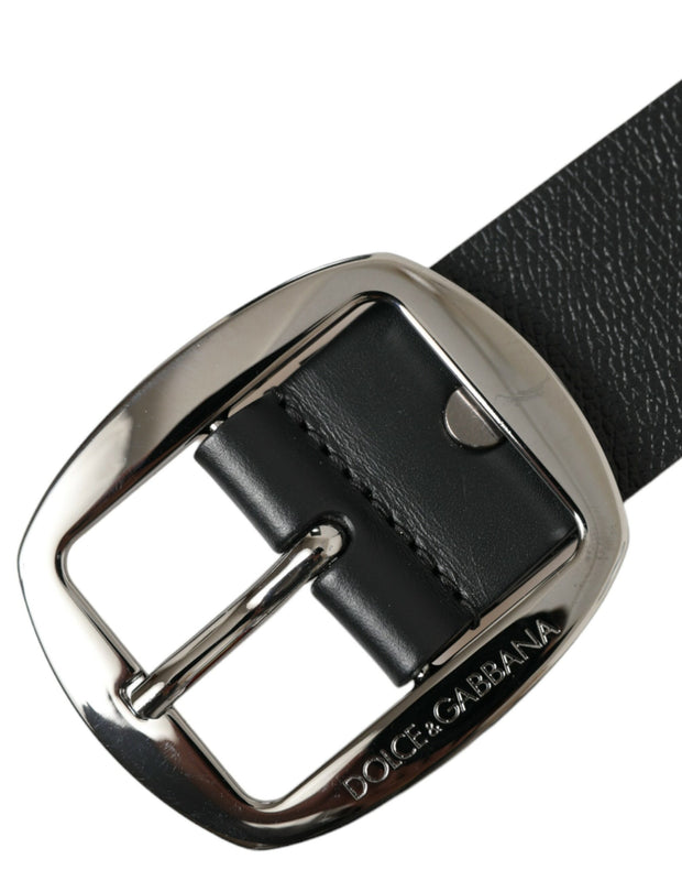 Elegant Black Leather Belt with Metal Buckle Dolce & Gabbana