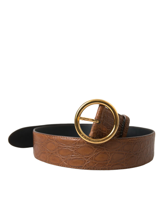 Elegant Exotic Leather Belt - Rich Brown Dolce & Gabbana