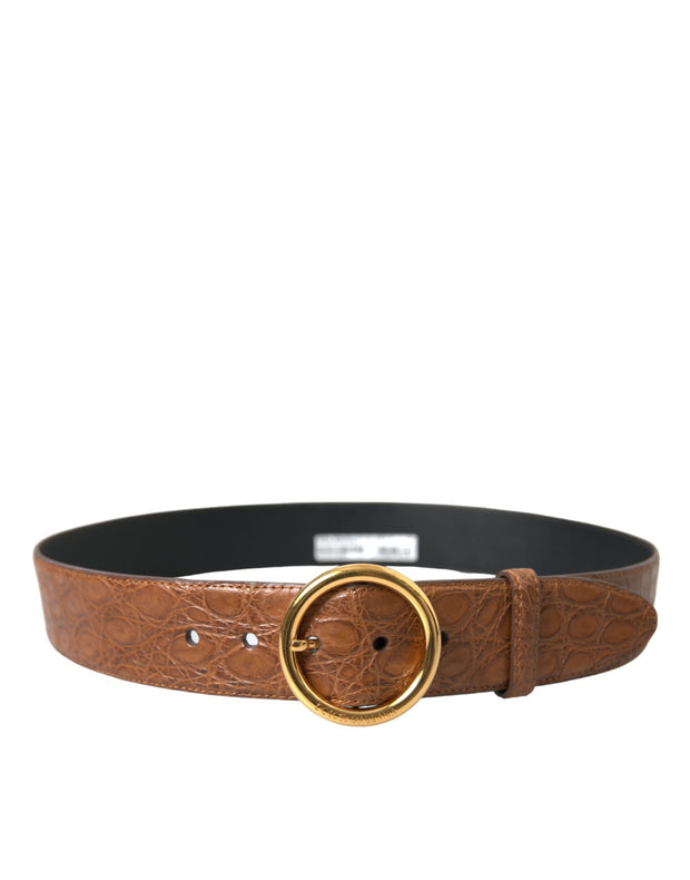 Elegant Exotic Leather Belt - Rich Brown Dolce & Gabbana