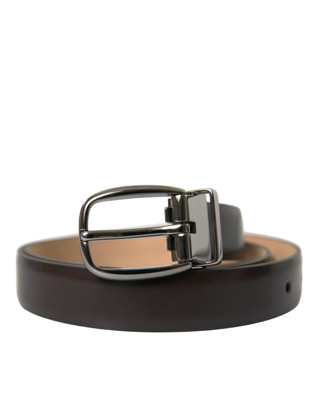 Elegant Dark Brown Leather Belt Dolce & Gabbana