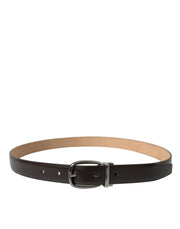 Elegant Dark Brown Leather Belt Dolce & Gabbana