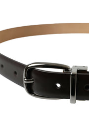 Elegant Dark Brown Leather Belt Dolce & Gabbana