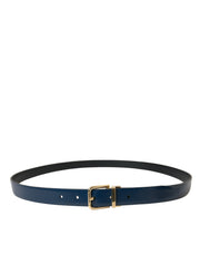 Elegant Blue Leather Belt with Metal Buckle Dolce & Gabbana