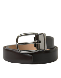 Elegant Dark Brown Calf Leather Belt Dolce & Gabbana