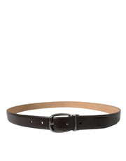 Elegant Dark Brown Calf Leather Belt Dolce & Gabbana