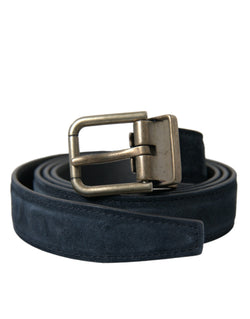 Elegant Blue Leather Belt with Metal Buckle Dolce & Gabbana