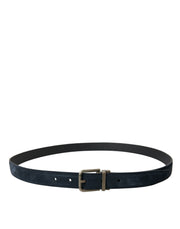 Elegant Blue Leather Belt with Metal Buckle Dolce & Gabbana