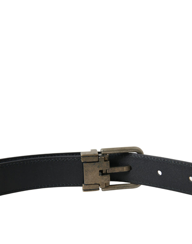 Elegant Blue Leather Belt with Metal Buckle Dolce & Gabbana