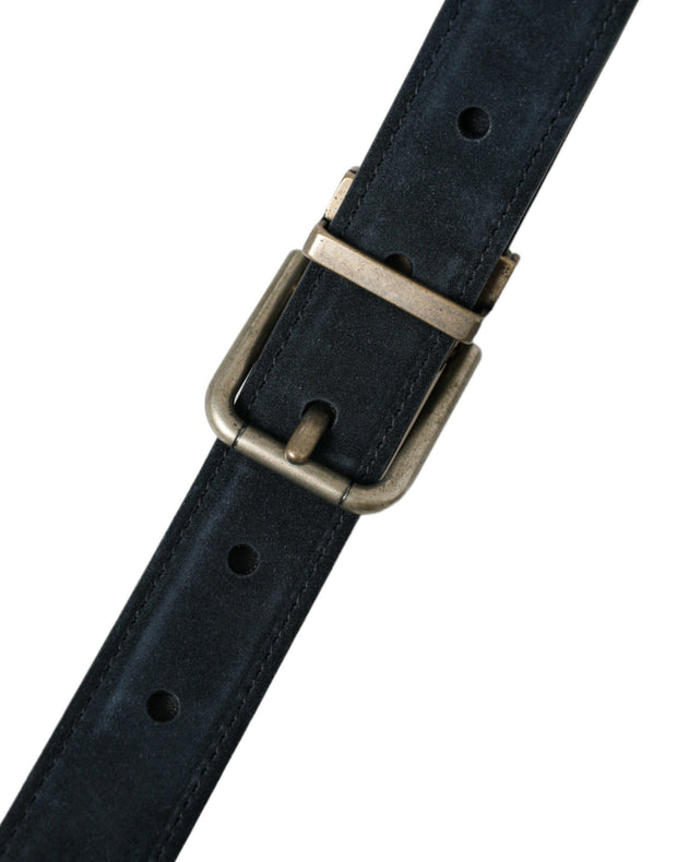 Elegant Blue Leather Belt with Metal Buckle Dolce & Gabbana