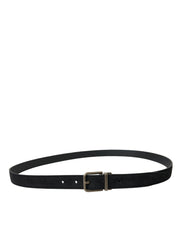 Elegant Black Leather Belt with Metal Buckle Dolce & Gabbana