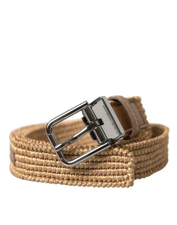 Elegant Beige Woven Leather Belt Dolce & Gabbana