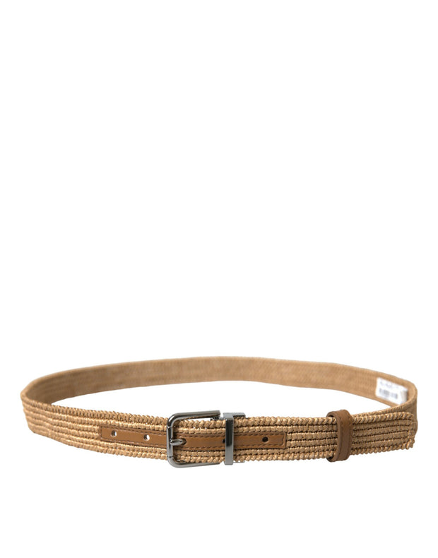 Elegant Beige Woven Leather Belt Dolce & Gabbana